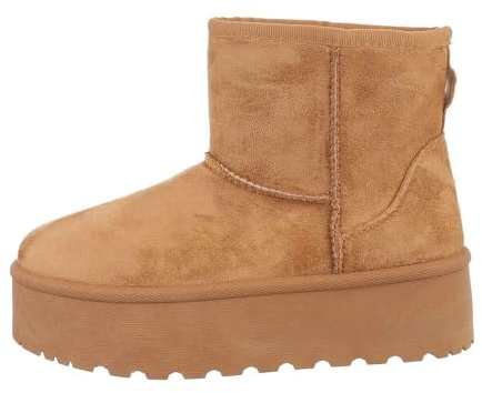 Ital Design Damen Stiefeletten mit flacher Sohle, runde Spitze