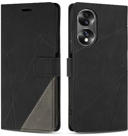 SONWO Etui Coque pour Honor 70, Protection Housse en Cuir PU Portefeuille Livre pour Honor 70, Emplacements Cartes, Fonction Support, Noir