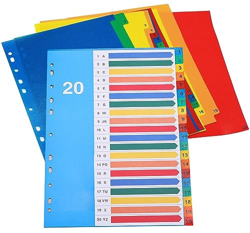 20 Stück Farbenfrohe Ordner Trennblätter, A4-Ordner Trennblätter, trennblätter für ordner a4, trennstreifen, Organisiert Und Strukturiert Für Büroangestellte Und Studenten(20 Farben)