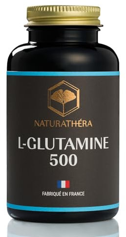 Naturathéra L-GLUTAMINE 500 - Fort dosage - Anti-inflammatoire - Complément Alimentaire Confort Digestif Intestinal - 150 Gélules - Fabriqué en France - Vegan - Sans Additifs Allergènes OGM