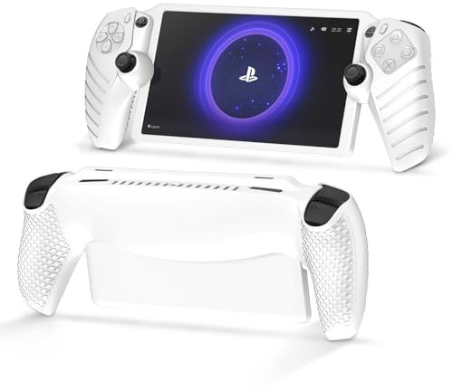 XBERSTAR Protective Case for PS5 Portal, Silicone Protective Cover Soft Case Sleeve Non-Slip Anti-Scratch Handheld Game Console Cover for PS5 Portal Game Console (Style 2 White)