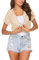 Zeagoo Damen Bolero Chiffon Kurzarm Bolerojacke Festliche Elegante Jacke Leicht Transparent Offene Kurzjacke Cardigan für Sommer Beige XXL
