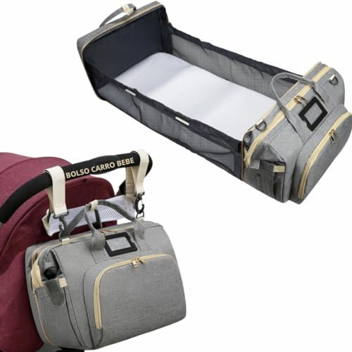 VANIVEN bolso carro bebe con cambiador portatil - bolsa de maternidad hospital con colgadores - pañaleras para bebes multifunción - bolso carrito bebe personalizado - mochila carro bebe (GRIS)