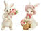 Miss Lovely Deko-Figuren Hasen-Paar mit Tulpen Hasen-Junge & Hasen-Mädchen mit Korb in Creme weiß & rosa Oster-Fest nostalgische Oster-Dekoration traditionelle Oster-Hasen Frühling & Ostern 2 STK