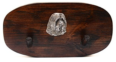 Art-Dog Wooden Dog Aufhänger - Handmade Kiefer Holz Hundeleine Halter für Wand - Hundeleine Haken - Hundeleine Haken für Wand - Hundeleine Halter - 10x20cm - Bearded Collie