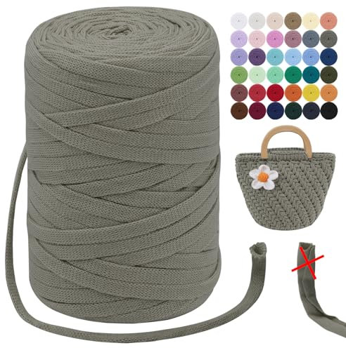 LEREATI T-Shirt Garn 7mm Textilgarn zum Häkeln für Körbe 100m / 250g Bändchengarn Makramee Garn Häkelgarn Stoff Dickes Garn zum Taschen Korb Decke Häkeln, Heimdekoration (Dunkel Aprikose)
