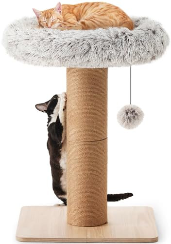 FUKUMARU Rascador para gatos – 71 cm de alto torre rascador con tumbona para gatos adultos, 14 cm de ancho, árbol pequeño para gatos con cama, muebles para gatos y gatos grandes