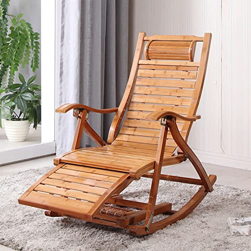 WEBOL Zero Gravity Lounge Chair, Balkon-Home-Lounge-Stuhl, Schaukelstühle für Erwachsene, Holz-Bambus, stabil, bequem, Garten-Liegestühle, tragend, 200 kg, Lounge-Sessel, bequemer Jahrestag Warm Life