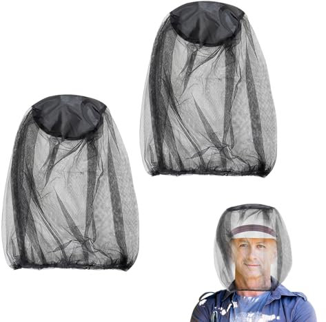 Midge Head Net, 2 PCS Midge Net Head Cover, Mosquito Head Net, Fine Mesh Insect Netting Midge Hood for Outdoor, Hiking, Camping, Climbing, Walking, Smidge Head Net, (Black)