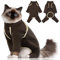 Katzinst Katzenpullover,Katzenbekleidung aus Klebrigem Fell mit Reißverschlüssen,Katzenpyjamas, 4-beinige Katzenbekleidung, Vorbeugung von Haarausfall,Katzenbody Langarm, (Coffee,XL)