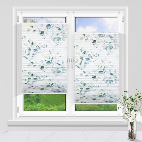 Allesin Plissee ohne Bohren Verdunkelung mit Muster Verdunklungsplissee Klemmfix, Fallende Blumen 85x110cm (BxH) Thermoplissee Blickdicht 100% Verdunklung für Fenster & Tür