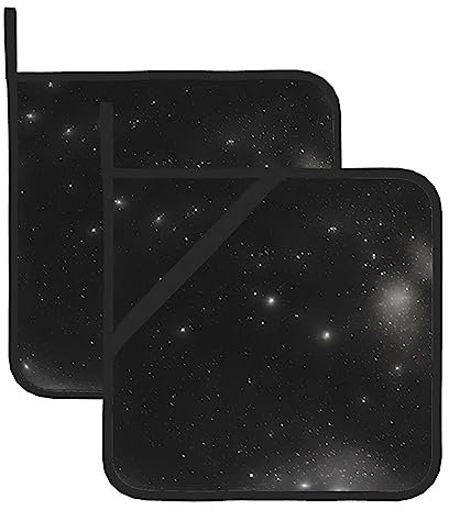 Schwarz-Weiß-Galaxie-Wärmematten, 2 Stück, Küchenheizmatten, 8 x 8 Zoll (ca. 20,5 x 20,5 cm), ###Verbrühungsbeständige Wärmematten