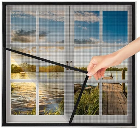 Zanzariere Finestre Balcone 95x185cm Nero Zanzariera per Finestra Zanzariera Fissa Con Telaio Zanzariera per finestre Zanzariera