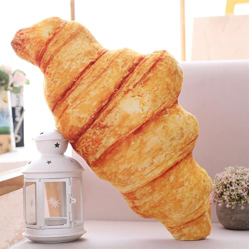 Plüschtier Brotimitation Stofftier, Pillow Kissen Spoof Brot, zum Spielen und Kuscheln, Weiches Schmusetier für Mädchen, Jungen, Babys (50 cm,Croissant)