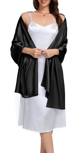Bbonlinedress Halstuch Damen Seide Party Schal Satin Stola Stolen für Abendkleider elegant Festlich Shawl 195 * 70CM Black