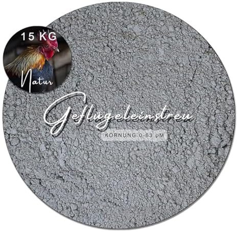 15 kg Geflügeleinstreu Geflügelbad Hühnerbad gegen Milben Urgesteinsmehl Hühner hochfein 0-63µm Staubbad Trockenbad