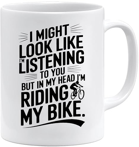 I Might Look Like im Listening Mug | Funny Gifts for Cyclists, Biker Gifts, Mens Mountain Bike Gifts, | Birthday Christmas Funny Gift Present