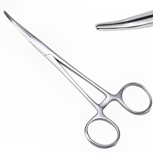 Piercing Zange Gebogene, Selbstverriegelnde Piercing Zange, Fischerei Klemme mit Sägezahndesign, für Kugeln und Ohrstecker, Katzen und Hunde Haar Pinzette DIY Handwerk Haustierpflege