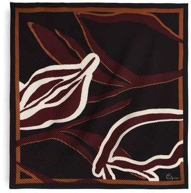 OPUS Damen Tuch | Bedrucktes Haslstuch ABETI mit feinen Plisseefalten midnight brown, 0