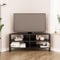 Bimossa Roy Corner TV Stand – Space-Saving TV Unit for 43–48'' TVs, Compact Media Console with Open Shelves & Cabinet, Ready to Assemble, (Black)