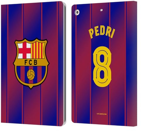 Head Case Designs Offizielle FC Barcelona Pedri 2025/26 Spieler Home Kit Leder-Wallet-Hülle Kompatibel mit Apple iPad 10.2 2019/2020/2021