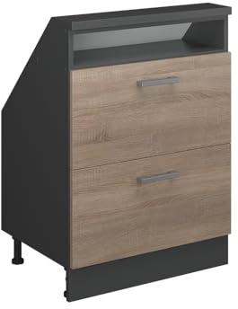 Vicco Mobile cucina sottotetto R-Line, Sonoma/antracite, 60 cm con 2 cassetti