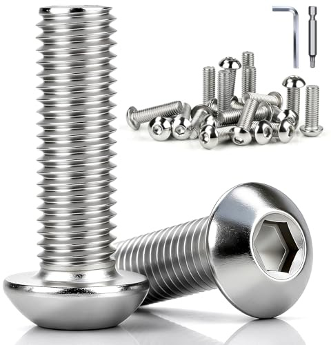 mawmuaw Linsenkopfschrauben M4x16mm Edelstahl M4 Schrauben 100 Stück | Innensechskant, Flachkopfschrauben, Vollgewinde, Möbelschrauben, mit Schlüssel & Bit, DIY ,Möbelreparatur, Montage