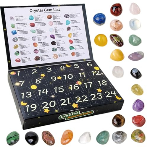 Weihnachtsdekorationen, Weihnachts-Adventskalender, 24-Tage-Countdown-Kalender enthält 24 Steine, für Kinder, Crystals Stone Collection, Sammlerstück, Rolling Stone