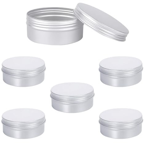 XINGSUI 6 Pcs Aluminum Tin Cans,Aluminium Empty Containers, for home,travel | Aluminium, 8 x 3.5 cm, silver, screw-top seal, 150 ml, seamless design, for storing small items such as tea leaves, jewellery