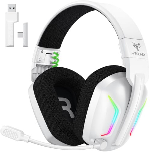 WESEARY Cuffie da gioco wireless con microfono per PS5, PS4, PC, Switch, telefono cellulare
