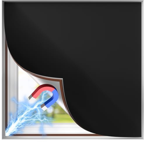 BKSAI Verdunkelungsrollo Magnetisch Fenster Verdunkelung 100x145CM | Ohne Bohren, Verdunklungsstoff mit Magnetrahmen Magnetverschluss, Sonnenschutz, Hitzeschutz, Zuschneidbar, für Dachfenster