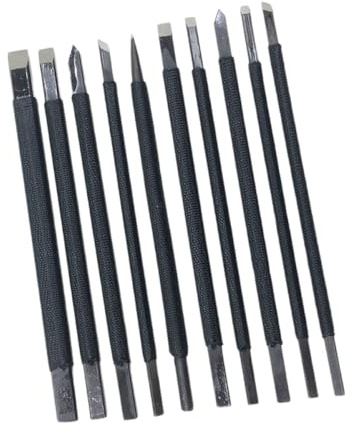 TEMPNAP Set de 10 Herramientas para Tallar Piedra de Acero de Tungsteno, Buriles para Grabado y Escultura Manual, para Grabado de Sellos y Trabajos Artísticos