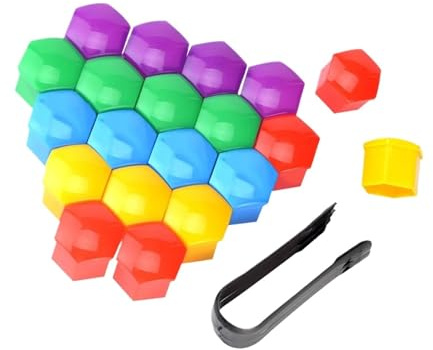 IXMLDAXD neumáticos, 20 Tornillos for Llantas de Coche, decoración Exterior, Funda Protectora Especial Antipolvo(5 Colors,17MM)