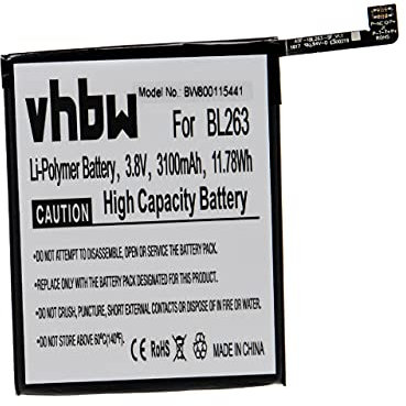 vhbw Akku kompatibel mit Lenovo Zuk Z2 Pro, Z2 Pro Exclusive Edition TD-LTE Dual SIM Handy Smartphone Telefon (3100 mAh, 3,85 V, Li-Polymer)
