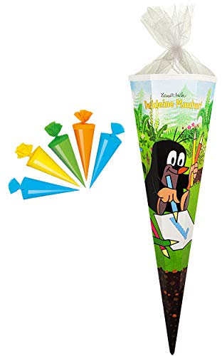 alles-meine.de GmbH Set Schultüte + 5 kleine Zuckertüten - Der kleine Maulwurf - Pauli - 85 cm - eckig - Tüllabschluß - Zuckertüte - mit/ohne Kunststoff Spitze - Jungen M..