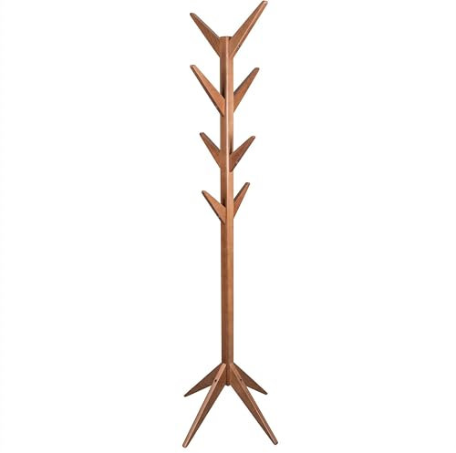 Bubema Stan Garderobenständer, massives Bucheholz, ausgefallenes Design, Farbe: Buche, Nussbaum gebeizt