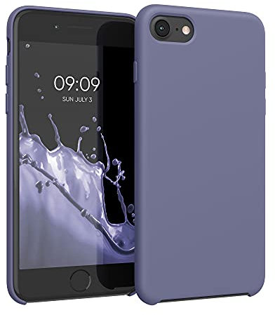 kwmobile Case for Apple iPhone SE (2022/2020) / iPhone 8/7 Case - Soft Cover - Shockproof Silicone - Wireless Charging Lavender Grey