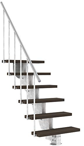 DOLLE Außentreppe Gardenstep 6 Stufen Höhe 111-135 cm Stufen Trimax® 80cm Dunkelbraun Ink. Steiggeländer