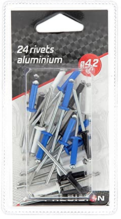 PRECISION STEEL 24 Rivets alu ø4,2mm. Assortiment Blanc-Noir-Bleu
