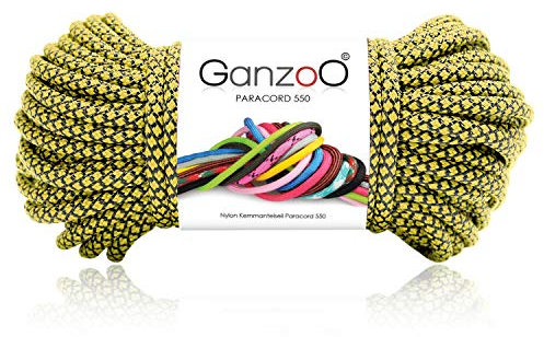Paracord 550 Seil Diamond 30 Meter Nylon/Polyester-Seil mit 7 Kern-Stränge für Armband, Leine, Halsband, 4mm Stärke | Mehrzweck-Seil | Survival-Seil | Parachute Cord | Banana Black