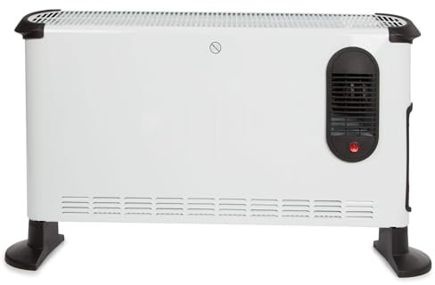Perel Convector, calefactor, calefacción eléctrica, convector eléctrico con 3 niveles de calor para habitaciones de hasta 75 m³, para uso interior, ventilador turbo, termostato, 3000 W
