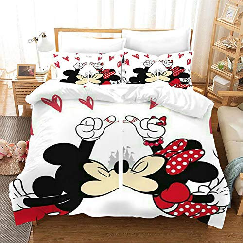 GDGM MiMus Bettwaren-Sets Für Kinder,bettwäsche Mädchen Rosa,Minnie Bettbezug+Kissenbezüge Baumwolle/Renforcé (B,155x220cm)