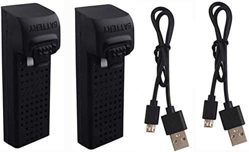 ZYGY 2Stück 3.7V 500mAh Lithium Batterie & 2Stück USB-Ladekabel für UDI U61 U61W A30 A30W Quad-Rotor-Drohne