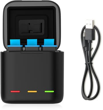 AuyKoo Triple Battery Charger for GoPro Hero 12/11/10/9 Black, 3 Channels Multi-function Type-C Charging Box Battery Storage Charger Organizer for GoPro Hero 11/10/9 Black