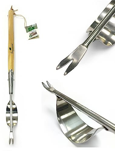 Greenman Dandelion Fishtail Weeder Daisy Grubber Long Ash Handled Stainless Steel 72cm x 5cm