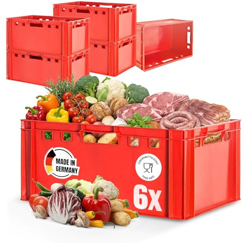 Fleischkiste E3 Fleischkiste Rot Fleischerkiste Fleischkisten Kiste Fleischkiste Eurobox Lebensmittelecht 60 x 40 Metzgerkiste Auswahl Kingpower, Anzahl:6