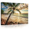 Bilder Meer Strand Palmen Tropisch Modern Schlafzimmer Wohnzimmer Leinwandbilder Wandbild Kunstdruck Wandbilder Wand Bild auf Leinwand UV-Beständig Aufhängefertig (PP11732, O1 (100 x 75 cm))