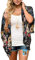 YULOONG Damenmode Bademode Vertuschung Chiffon Blumendruck Kimono Lose Schal Strickjacke Sommer Bluse Bademode Capes,Schwarz C,3XL