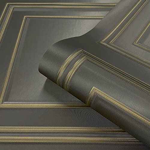 YöL Full Roll Gunmetal Gold Textured Wood Panelling Effect Vinyl Wall Feature Wallpaper