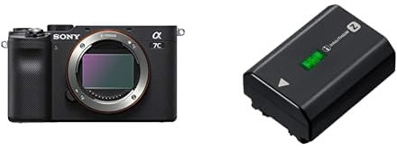 Sony Alpha 7C | Appareil Photo numérique Hybride à Objectif Interchangeable à capteur Plein Format (24,2MP, stabilisation 5 Axes, viseur, écran Selfie) & NP-FZ100 Batterie Rechargeable Haute Capacité